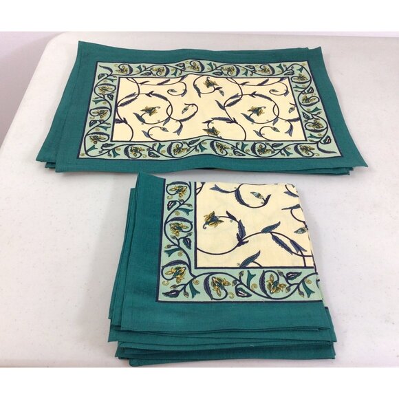 Country Cottage Placemats Set for 6 Matching Napkins New - Picture 1 of 6
